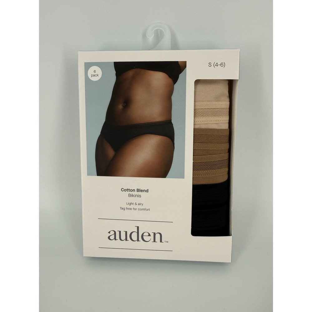Auden Underwear Women's Cotton Blend Bikini Tag Free Airy - Sz S (4-6) - 6 Pack